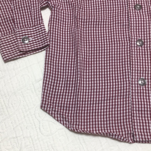 12m (4/$20) Maroon Check Shirt by Calvin Klein - Picture 3 of 15
